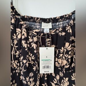 NWT A New Day Black Dress with Cream Floral Design
